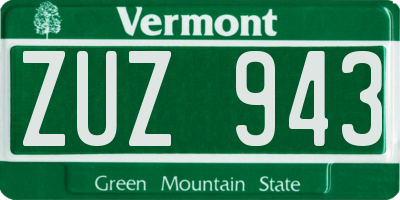 VT license plate ZUZ943