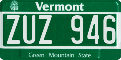 VT license plate ZUZ946