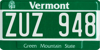 VT license plate ZUZ948
