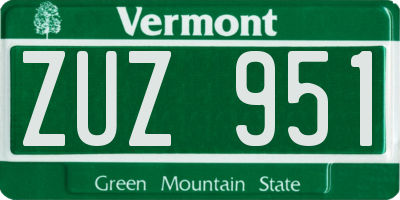 VT license plate ZUZ951