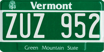 VT license plate ZUZ952
