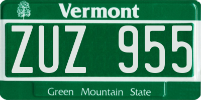 VT license plate ZUZ955