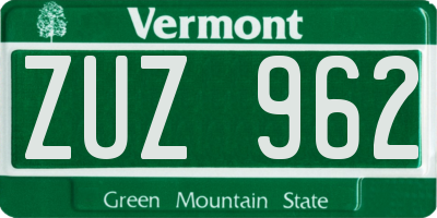 VT license plate ZUZ962