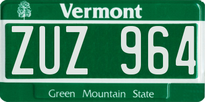 VT license plate ZUZ964