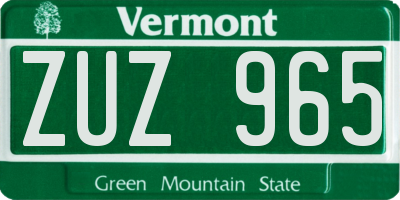 VT license plate ZUZ965