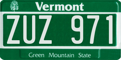 VT license plate ZUZ971
