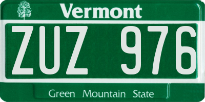VT license plate ZUZ976