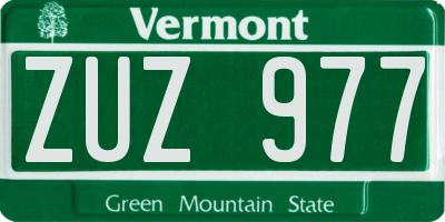 VT license plate ZUZ977