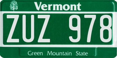 VT license plate ZUZ978