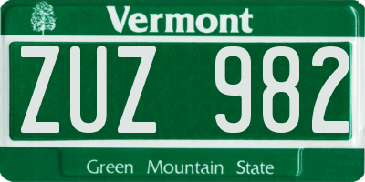 VT license plate ZUZ982