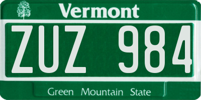 VT license plate ZUZ984