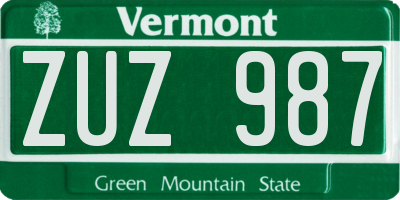VT license plate ZUZ987
