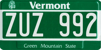 VT license plate ZUZ992
