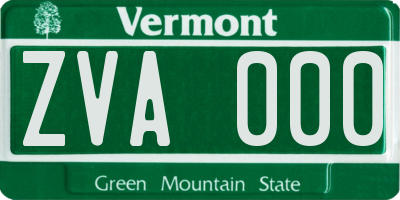 VT license plate ZVA000