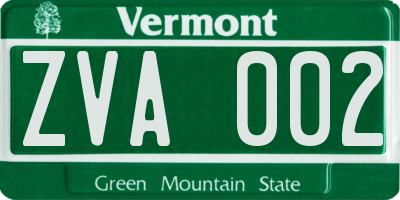 VT license plate ZVA002