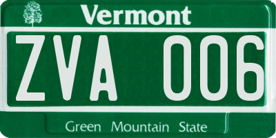 VT license plate ZVA006
