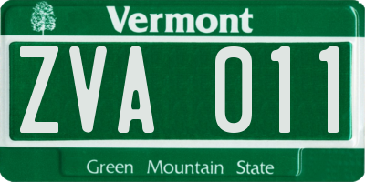 VT license plate ZVA011