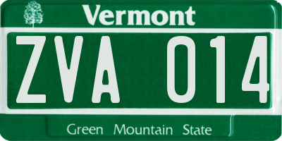 VT license plate ZVA014