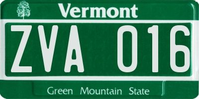 VT license plate ZVA016