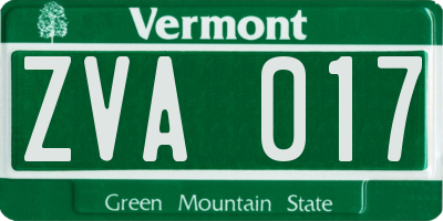VT license plate ZVA017