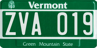 VT license plate ZVA019