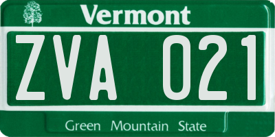 VT license plate ZVA021