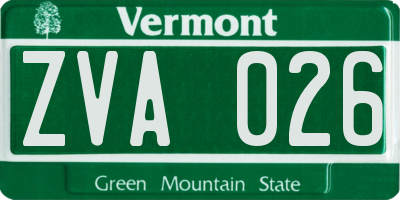 VT license plate ZVA026