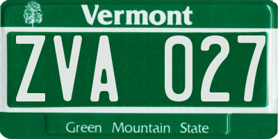 VT license plate ZVA027