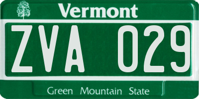VT license plate ZVA029