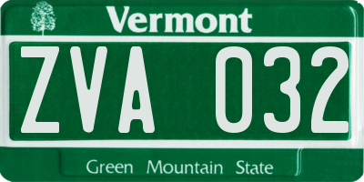VT license plate ZVA032