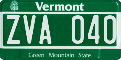 VT license plate ZVA040