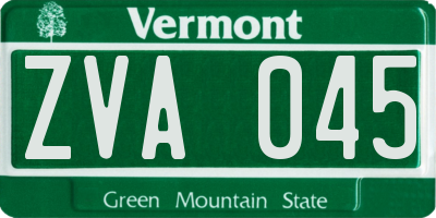 VT license plate ZVA045