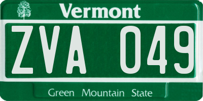 VT license plate ZVA049