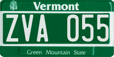VT license plate ZVA055