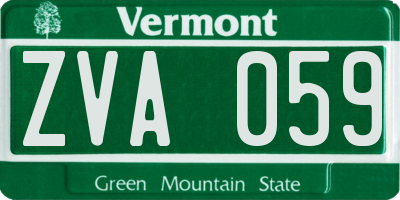VT license plate ZVA059