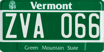VT license plate ZVA066