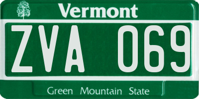 VT license plate ZVA069
