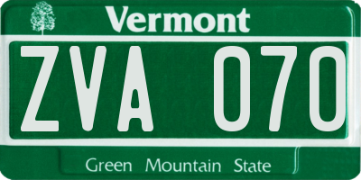 VT license plate ZVA070
