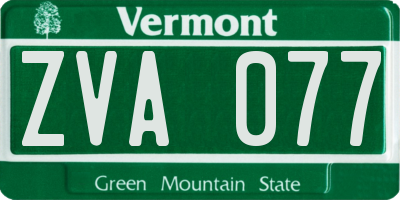 VT license plate ZVA077