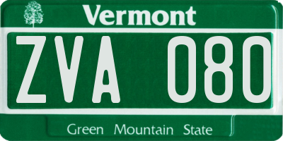 VT license plate ZVA080