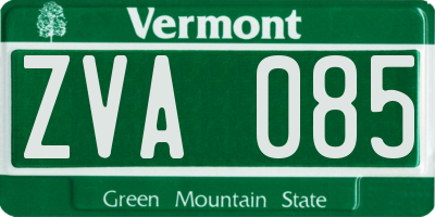 VT license plate ZVA085