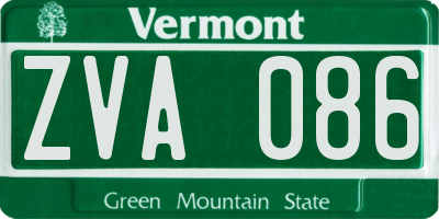 VT license plate ZVA086