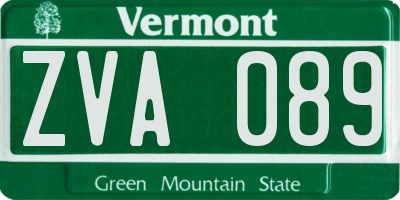 VT license plate ZVA089