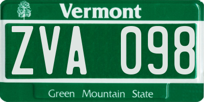 VT license plate ZVA098