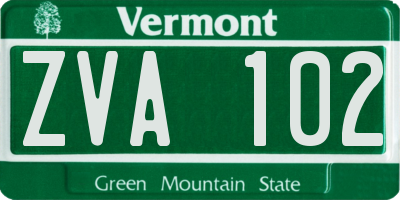 VT license plate ZVA102