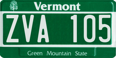 VT license plate ZVA105