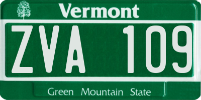 VT license plate ZVA109