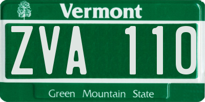 VT license plate ZVA110