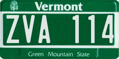 VT license plate ZVA114