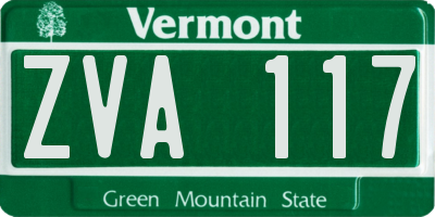 VT license plate ZVA117